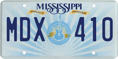 MS license plate MDX410