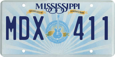 MS license plate MDX411