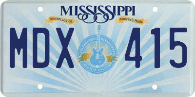 MS license plate MDX415
