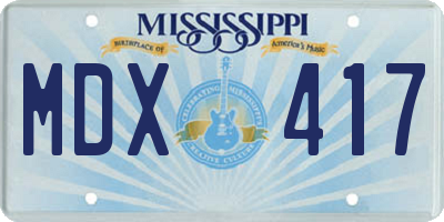 MS license plate MDX417