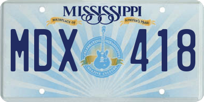 MS license plate MDX418