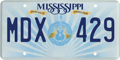 MS license plate MDX429