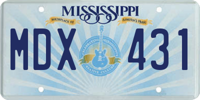MS license plate MDX431