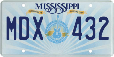 MS license plate MDX432