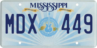 MS license plate MDX449