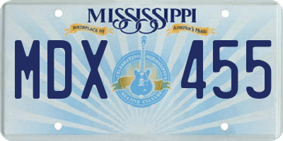MS license plate MDX455
