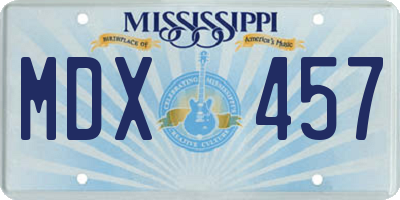 MS license plate MDX457