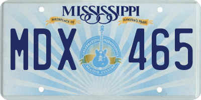 MS license plate MDX465