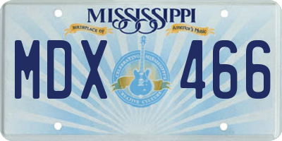 MS license plate MDX466