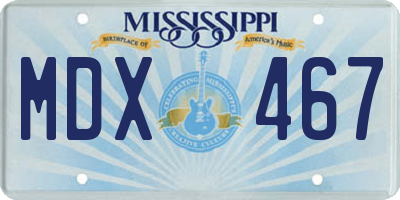 MS license plate MDX467