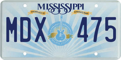 MS license plate MDX475