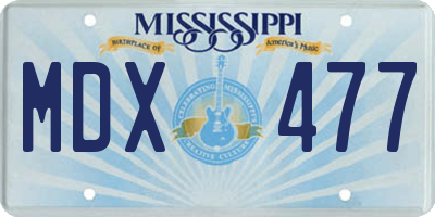 MS license plate MDX477
