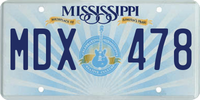 MS license plate MDX478