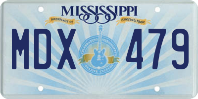 MS license plate MDX479