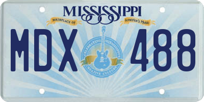 MS license plate MDX488