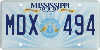 MS license plate MDX494