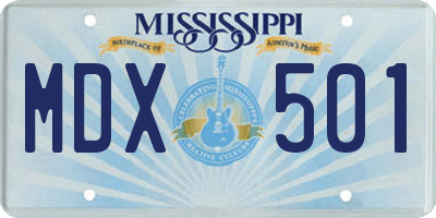 MS license plate MDX501