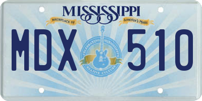 MS license plate MDX510