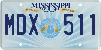 MS license plate MDX511