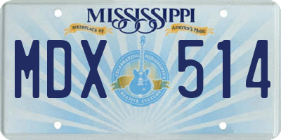 MS license plate MDX514
