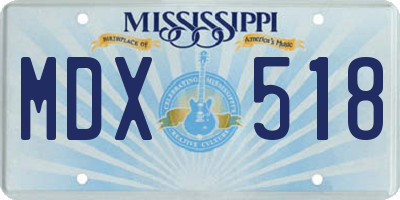 MS license plate MDX518