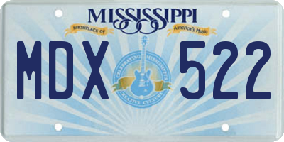 MS license plate MDX522