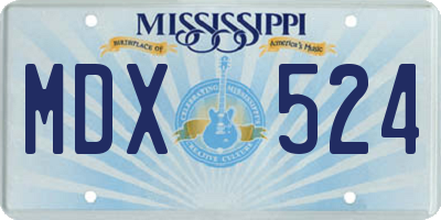 MS license plate MDX524