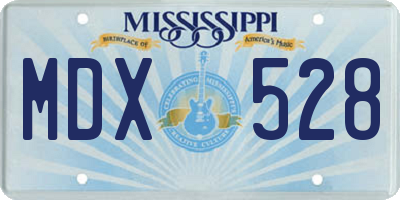 MS license plate MDX528