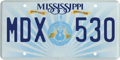 MS license plate MDX530