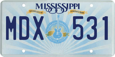 MS license plate MDX531