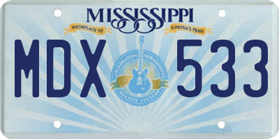 MS license plate MDX533