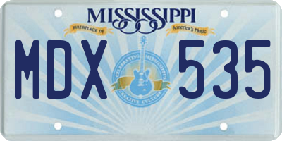 MS license plate MDX535