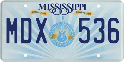 MS license plate MDX536