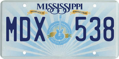 MS license plate MDX538