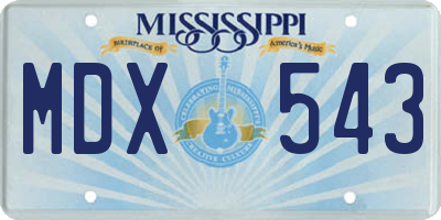 MS license plate MDX543