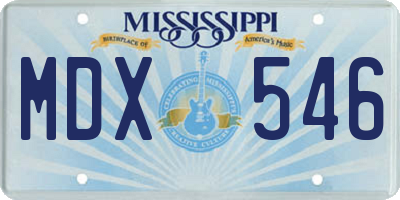 MS license plate MDX546