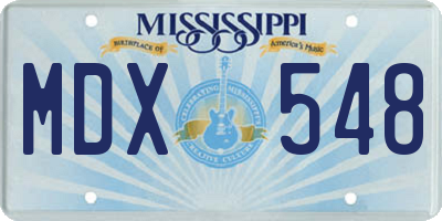 MS license plate MDX548