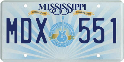 MS license plate MDX551