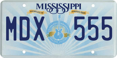 MS license plate MDX555