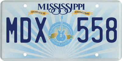 MS license plate MDX558
