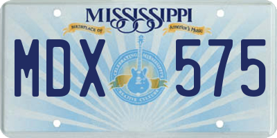 MS license plate MDX575