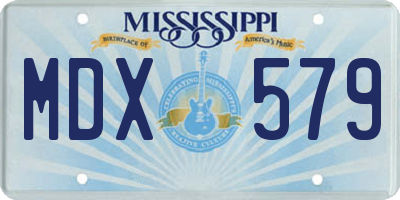 MS license plate MDX579