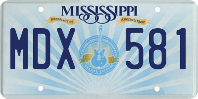 MS license plate MDX581
