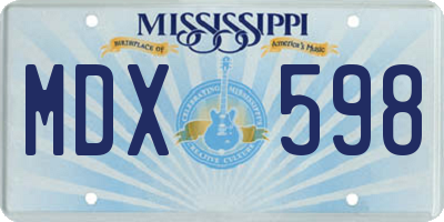 MS license plate MDX598
