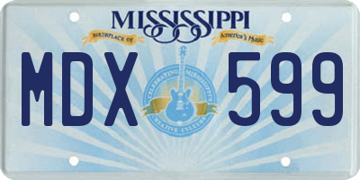 MS license plate MDX599