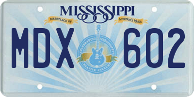 MS license plate MDX602