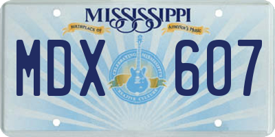 MS license plate MDX607
