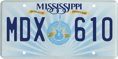 MS license plate MDX610