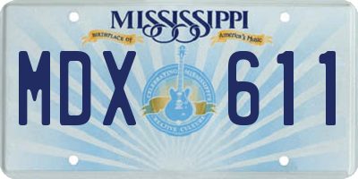 MS license plate MDX611