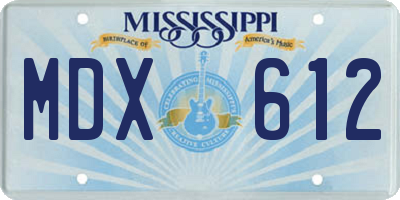 MS license plate MDX612